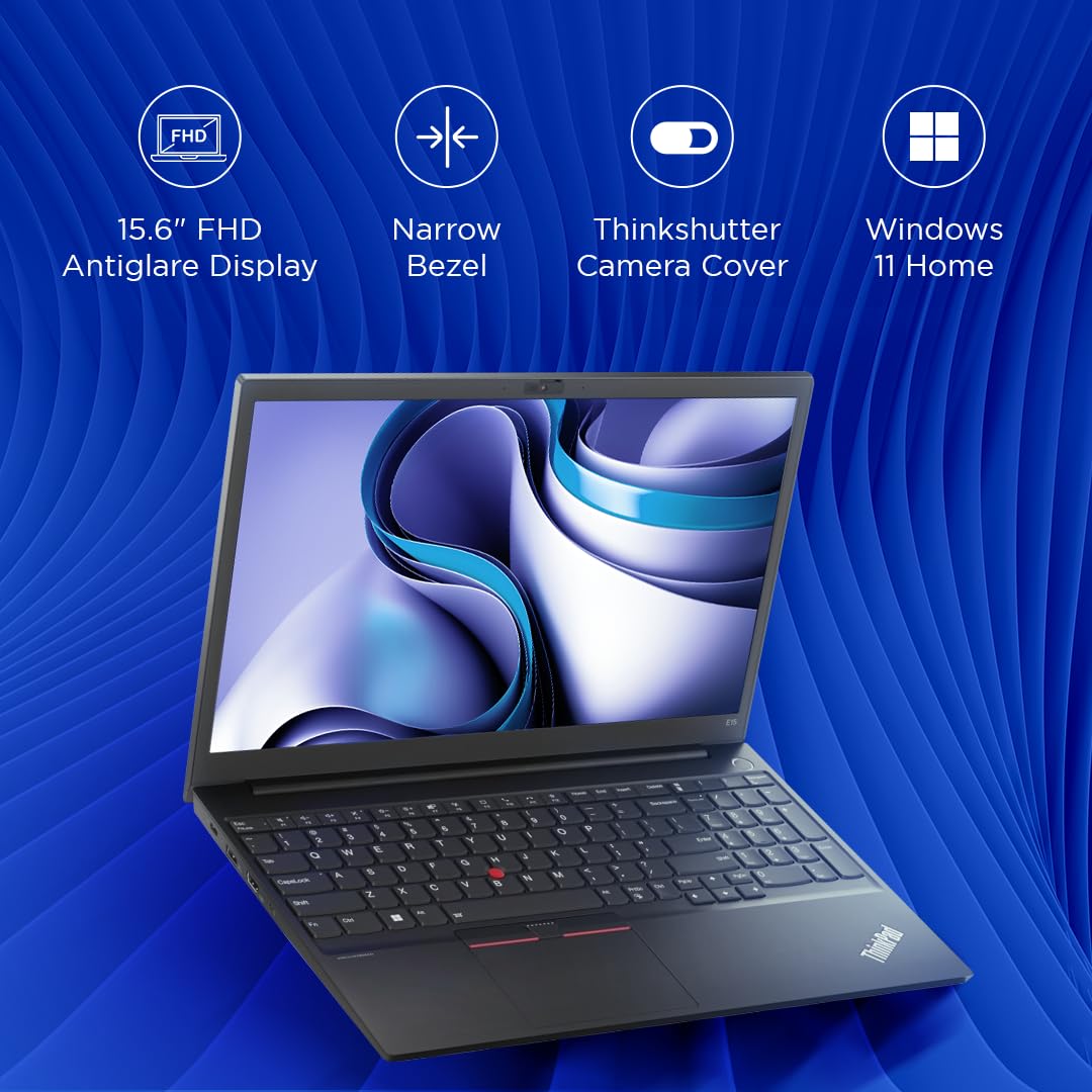 Lenovo ThinkPad E15 Intel Core i5 12th Gen 15.6" (39.62cm) FHD 250 Nits Thin and Light Laptop (8GB RAM/512GB SSD/Windows 11 Home/Backlit/FPR/Black/1.7 kg), 21E6S05B00