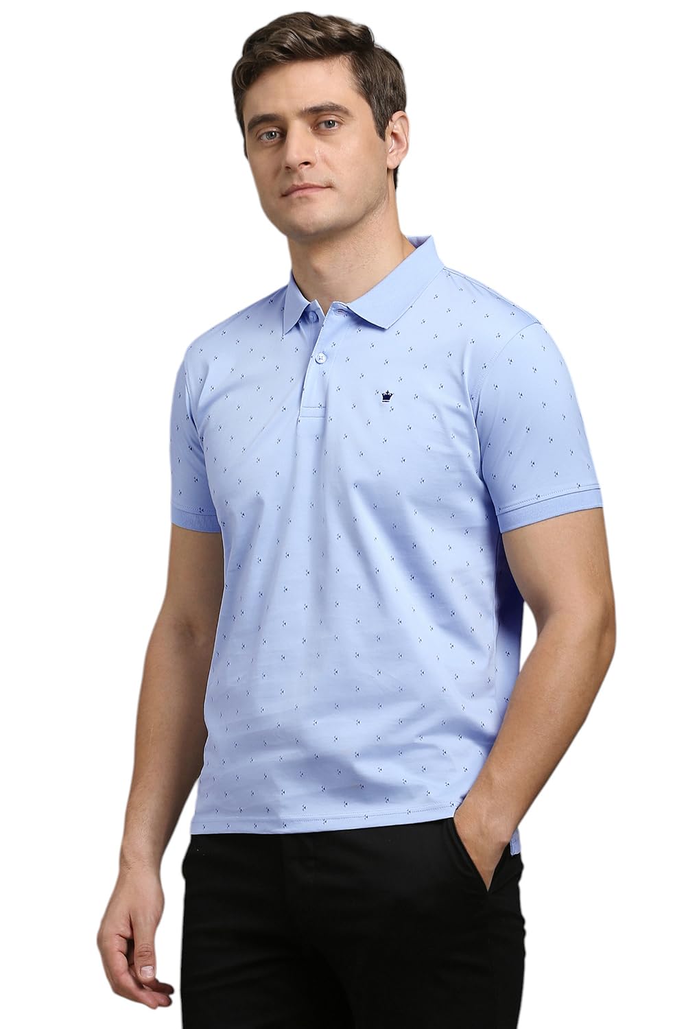 Louis Philippe Men's Cotton Regular Fit T-Shirt (LPKPMRGFV16285_Light Blue, Medium