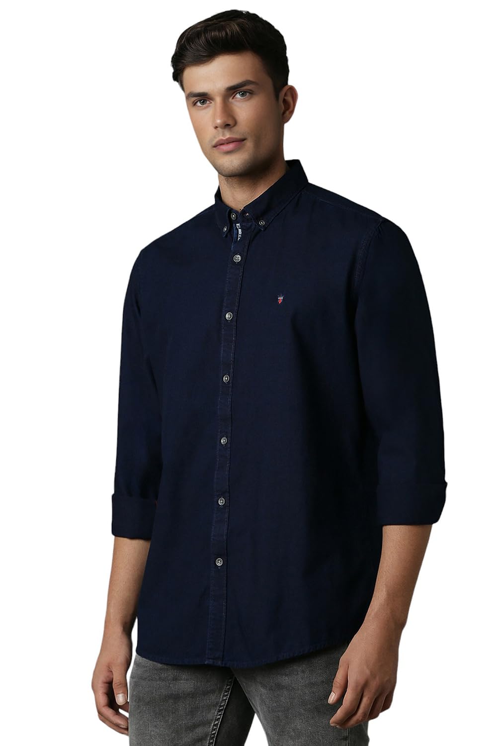 Louis Philippe Men's Slim Fit Shirt (LRSFNSLPR07977_Navy