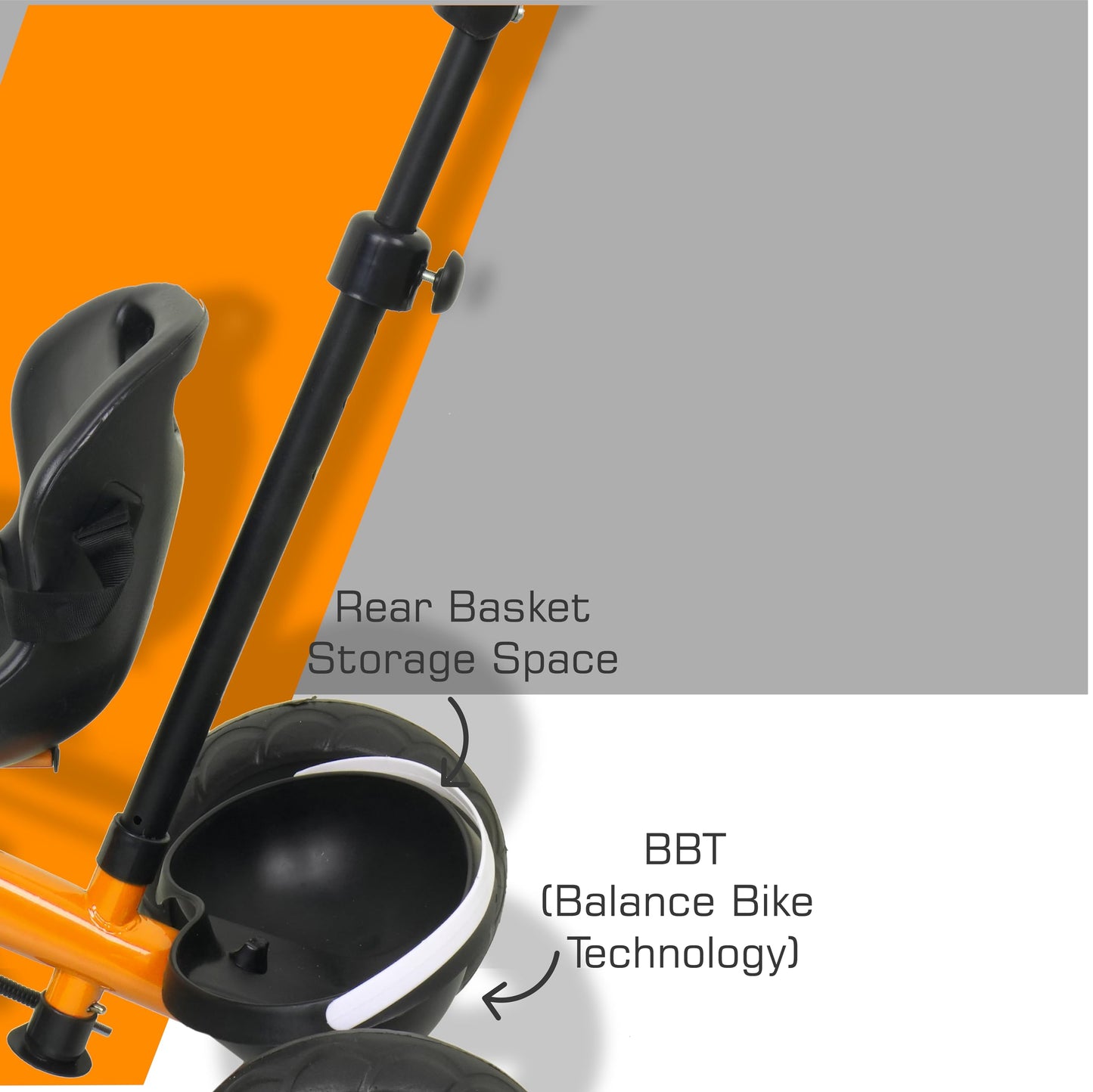 Luusa® TFT RX-500 Plug N Play Tricycle for kids /Baby Tricycle With Parental Control, Seat Belt For 2 Years to 4 Years Boys/Girls/Kids/Baby/Carrying Capacity Upto 25-KGS (Orange) Proudly MADE IN INDIA