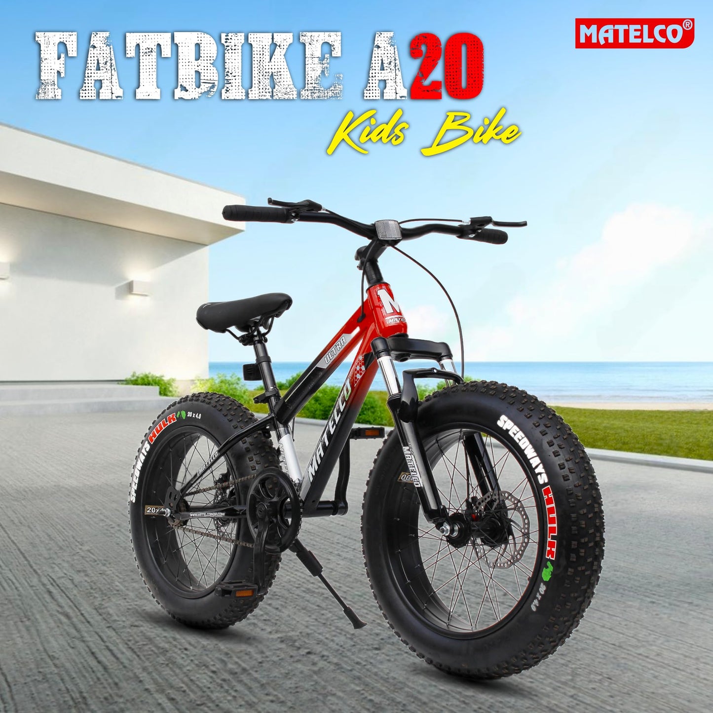 MATELCO Fat Bike 20x400 INCH Fat Tyre Cycle (Green) (RED Black)