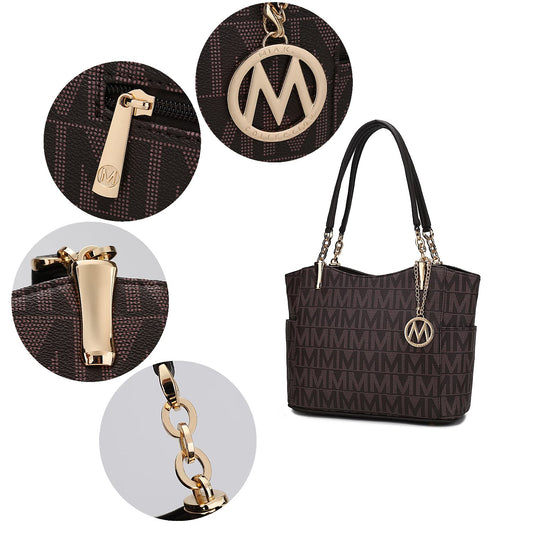 MKF Collection Shoulder Handbag For Women: Vegan Leather Satchel-Tote Bag, Relaxed Fit Top-Handle Purse, Ladies Pocketbook,Brown