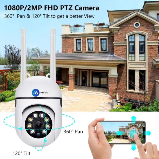 Maizic Smarthome Sricam Series 5 MP FHD 1440p Resolution, Full Color Night Vision, Two Way Audio, AI Human Detection, Motion Detection, PTZ Function, 360 Deg. CCTV Camera (Dual Lens)