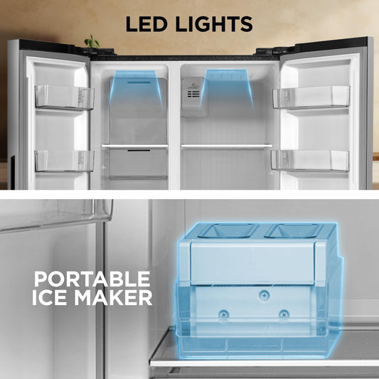 Midea 563 L Side By Side, Frost Free Refrigerator |Digital Display|Stabilizer Free Operation|Inverter compressor (MDRS710FGF46 Bru Steel)