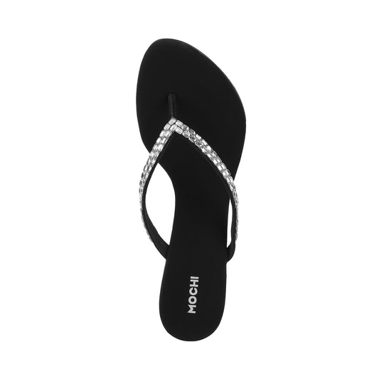 Mochi Women Black Kitten Heel Fashion Sandal UK/7 EU/40 (35-324)
