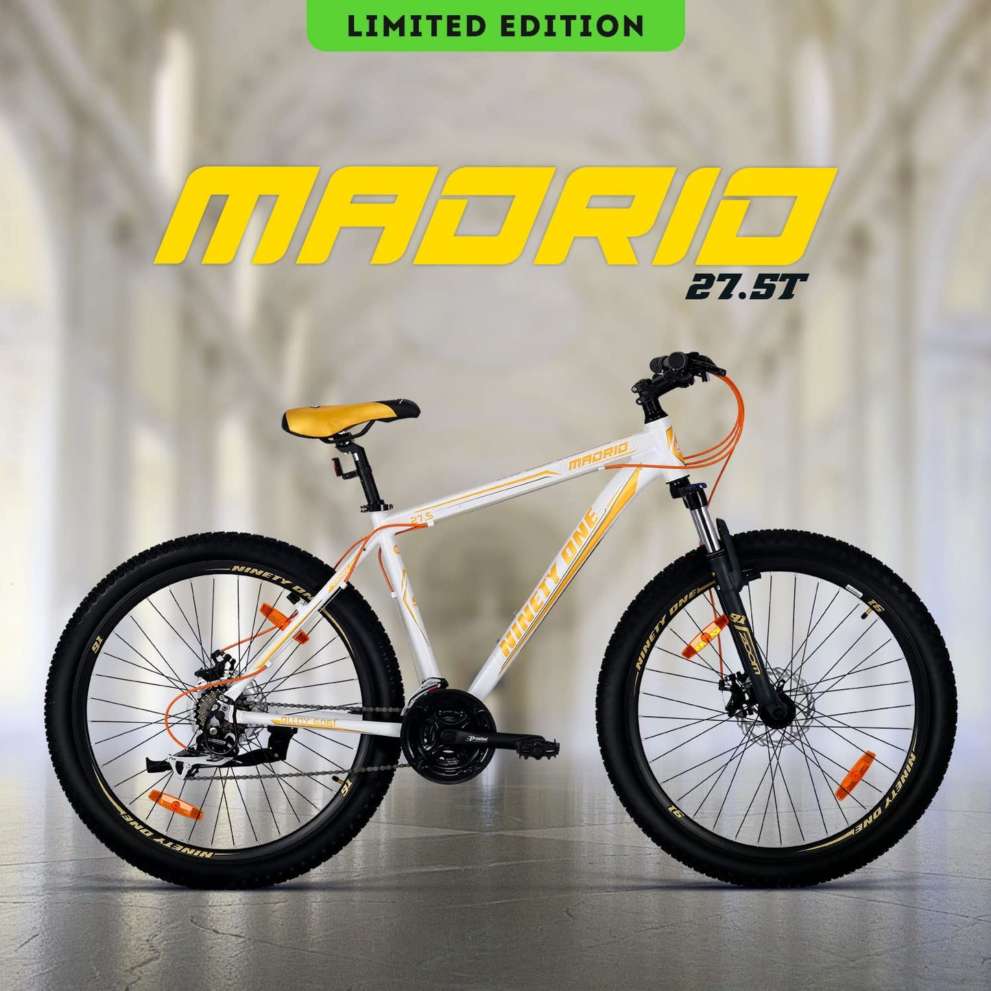 NINETY ONE E Cycle Series (Madrid - White Yellow, 27.5T - 21 Speed)