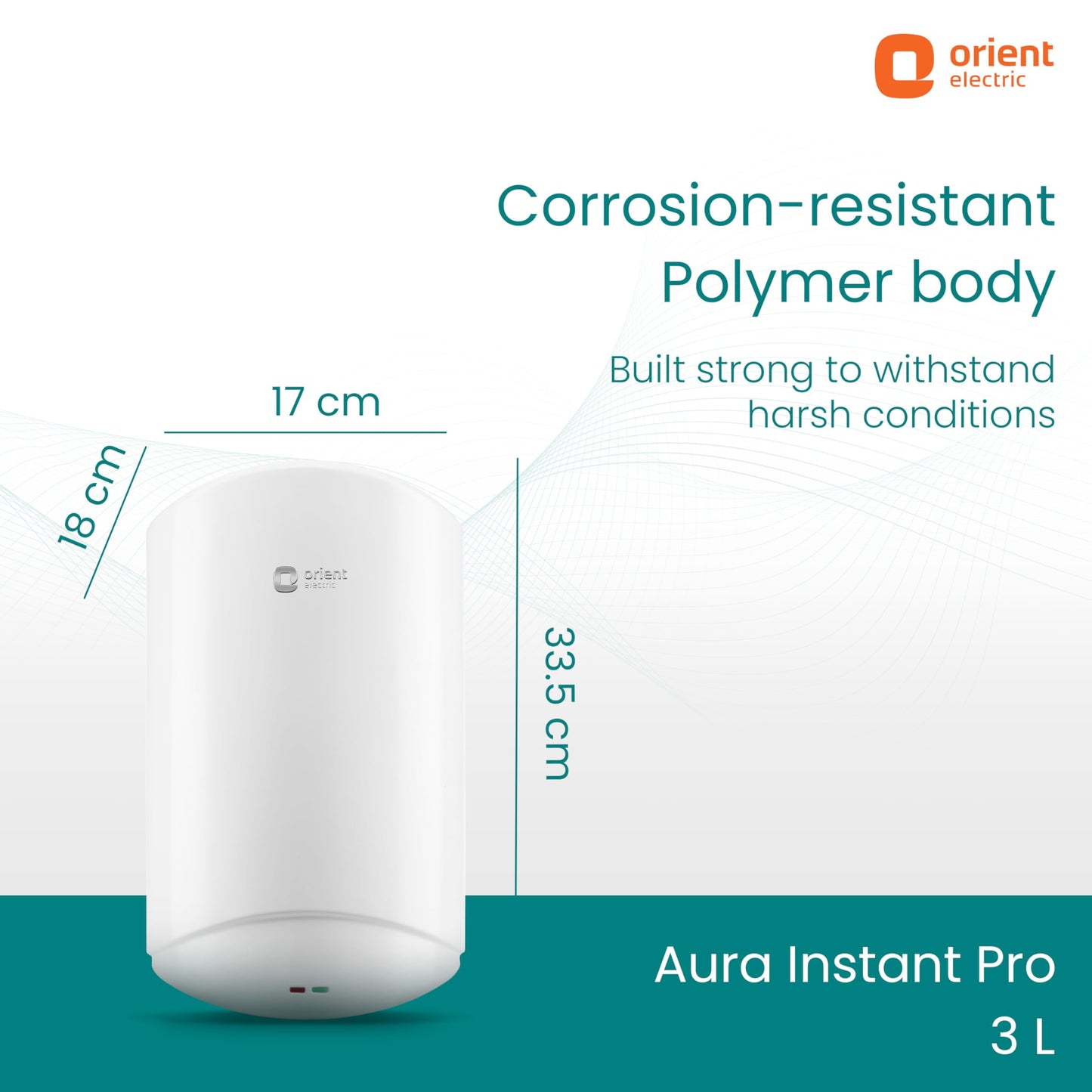 Orient Electric Aura Instant Pro 3L Instant Geyser for Kitchen & Bathroom| 3000W Powerful Heating Element Instant Water Heater | SS Tank | For Low & Mid Rise Buildings| 5 years warranty by Orient