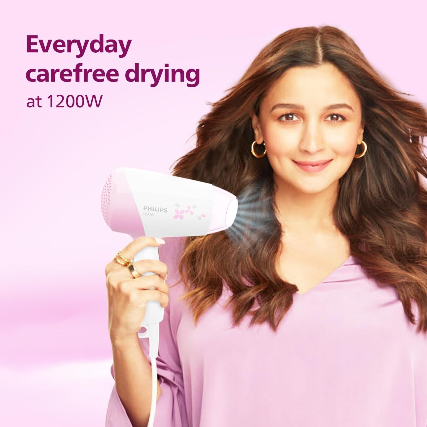 Philips Hair Dryer | Quick Gentle Drying with Thermoprotect Care | 1200 Watts | 3 Heat and Speed Settings with Cool Shots | HP8120/00, Pink