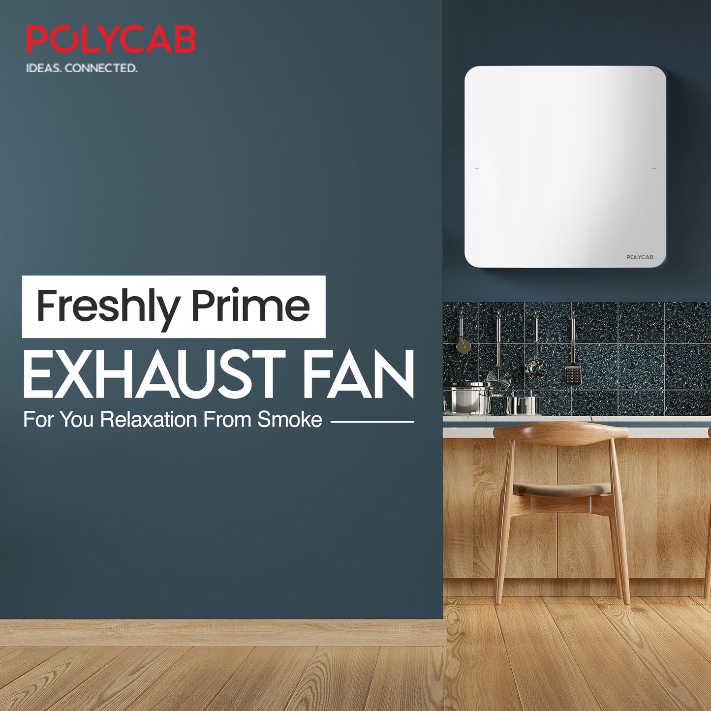 Polycab Freshly Prime 150mm Energy Efficient Exhaust fan for Kitchen, Bathroom | Noiseless ventilation, Sleek Design Easy to Clean | High Speed, Powerful Motor, 100% Copper, 3 Yrs Warranty【White】