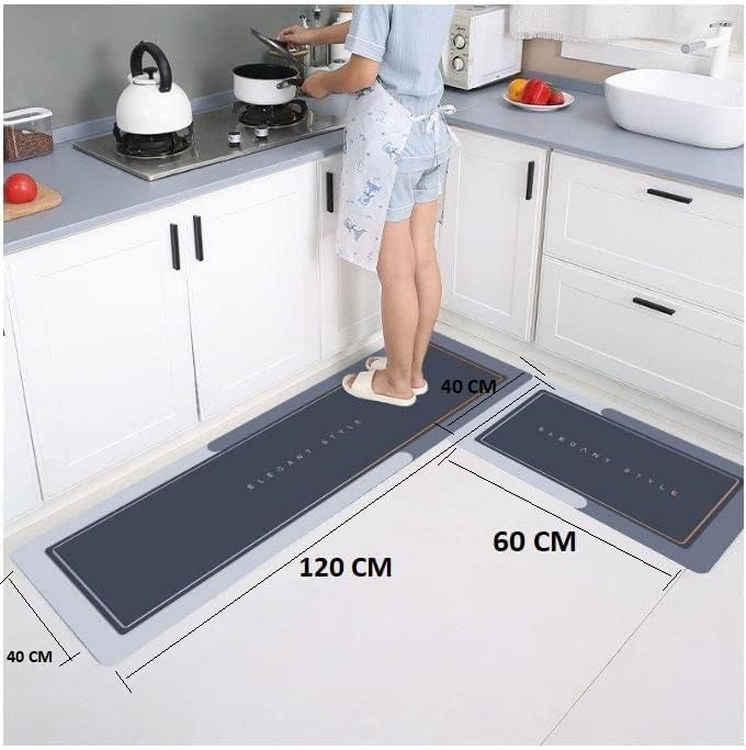 QONETIC 2 Pcs Kitchen Mats Set – Waterproof Memory Foam Anti-Fatigue Standing Mat, Non-Slip Cushioned Kitchen Rugs for Home, Office, Sink & Laundry Room (Comfort Floor Runner Carpets)