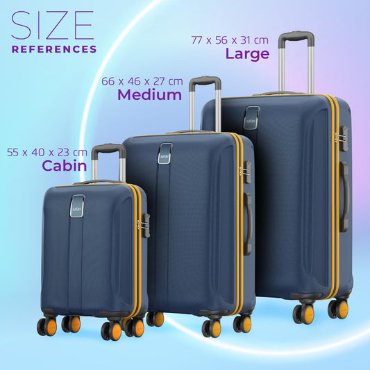 Safari Cabin Thorium Neo 8 Wheels 55 Cm Small Trolley Bag Hard Case Polycarbonate 360 Degree Wheeling System Luggage, Trolley Bags for Travel, Suitcase for Travel, Graphite Blue