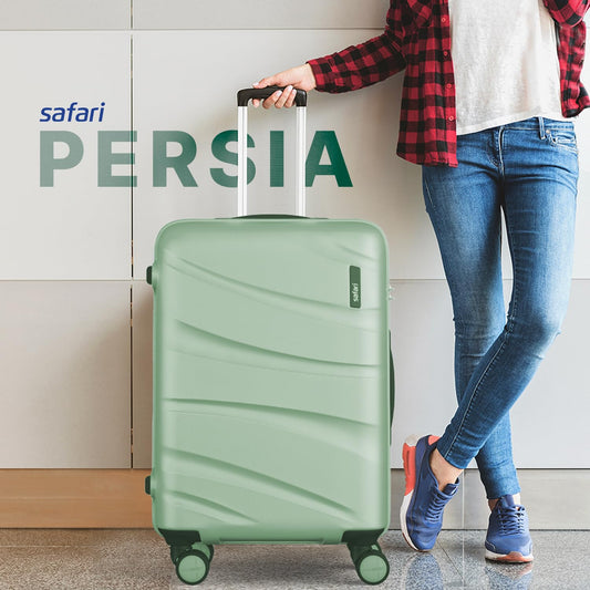 Safari Large Persia 8 Wheels 77cm Checkin Trolley Bag Hard case Polycarbonate 360 Degree Wheeling System Luggage, Travel Bag, Suitcase for Travel, Trolley Bags for Travel, Jade Green