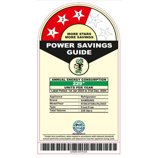 Samsung 236 L, 3 Star, Convertible, Digital Inverter with Display Frost Free Double Door Refrigerator (RT28C3733B1/HL, Black Matt)