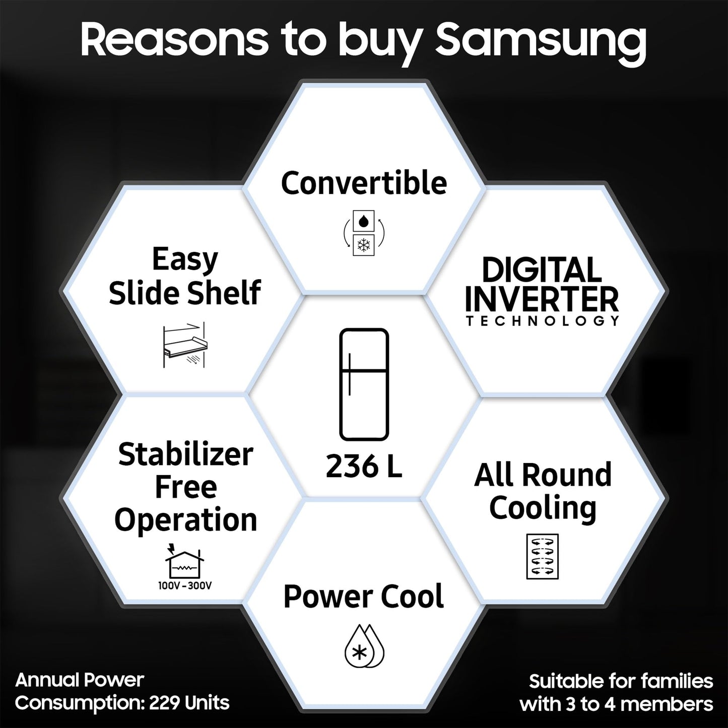 Samsung 236 L, 3 Star, Convertible, Digital Inverter with Display Frost Free Double Door Refrigerator (RT28C3733S8/HL, Silver, Elegant Inox)