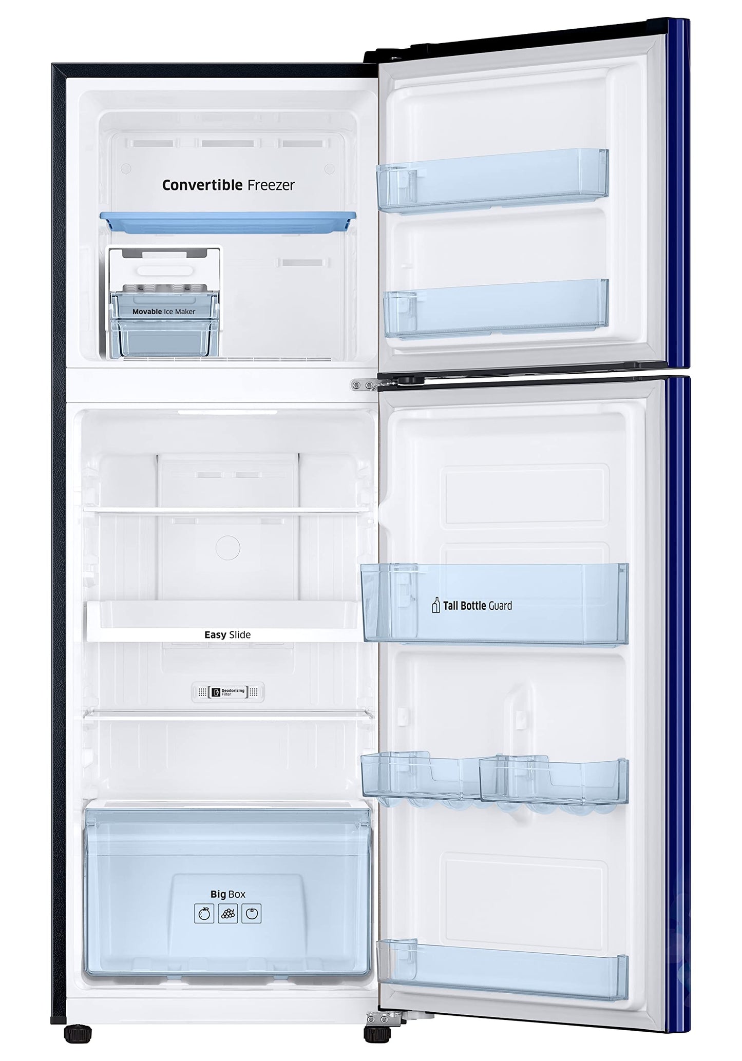 Samsung 236L 2 Star Inverter Frost-Free Convertible 3 In 1 Double Door Refrigerator Appliance (RT28C3732HS/HL,Hydrangea Blue)