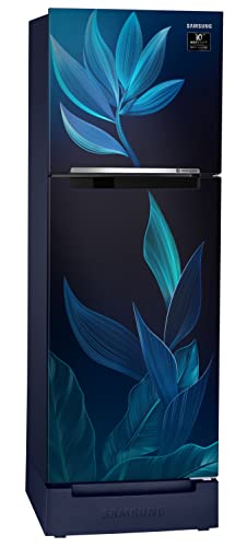 Samsung 236L 2 Star Inverter Frost-Free Double Door Refrigerator Appliance (RT28C31429U/HL,Paradise Bloom Blue), Base Stand Drawer