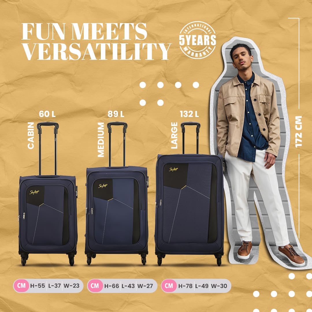 Skybags Rubik Polyester 68 Cms Blue Softsided Check-in Luggage (STRUW68EBLU)