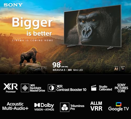 Sony 98 Inch BRAVIA 5 Series 4K Ultra HD Smart Mini LED Google TV K98XR55A