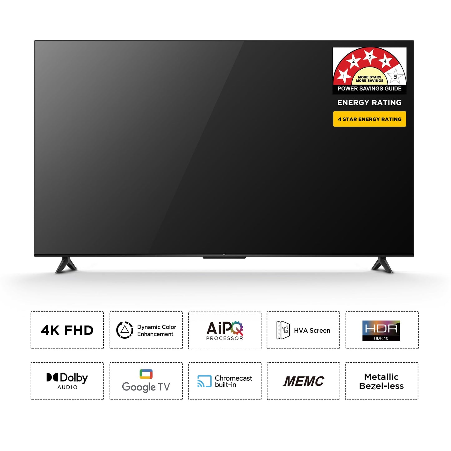 TCL 164 cm (65 inches) Metallic Bezel Less Series 4K Ultra HD Smart LED Google TV 65V6C (Black)