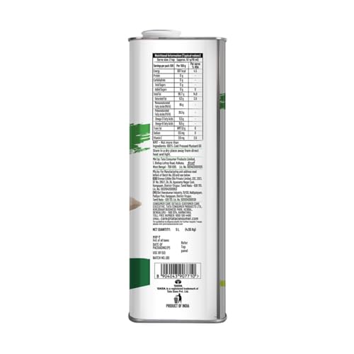 Tata Simply Better Cold Pressed Mustard Oil 5L Pure And Unrefined A1 Grade