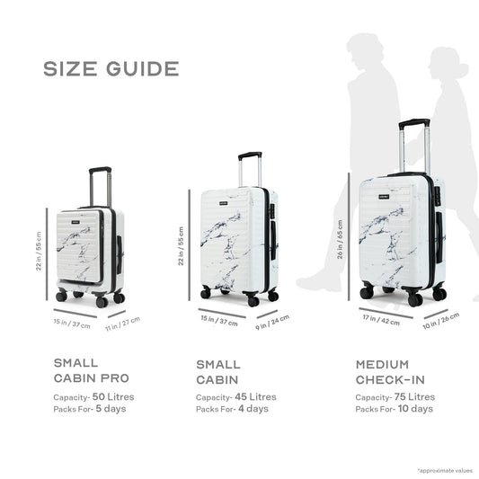 THE ASSEMBLY Hard Shell Spinner Cabin 4 Wheels Trolley Bag With Laptop Compartment (55 Cms) - Premium Polycarbonate Luggage With In-Built Tsa Lock & Usb Port For Flight Travel-Stark, White