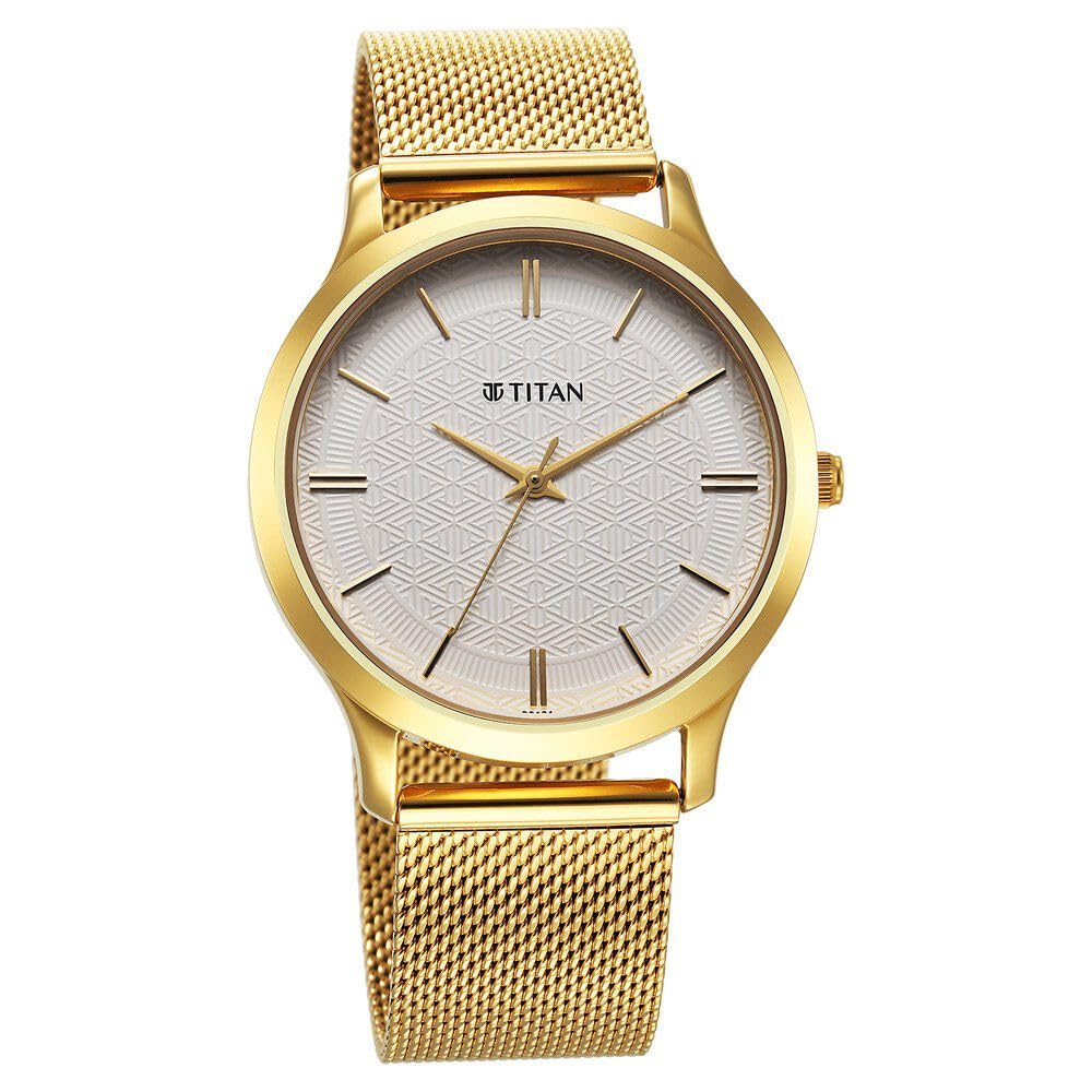 Titan Karishma Quartz Analog White Dial Stainless Steel Strap Watch for Men-1825YM11