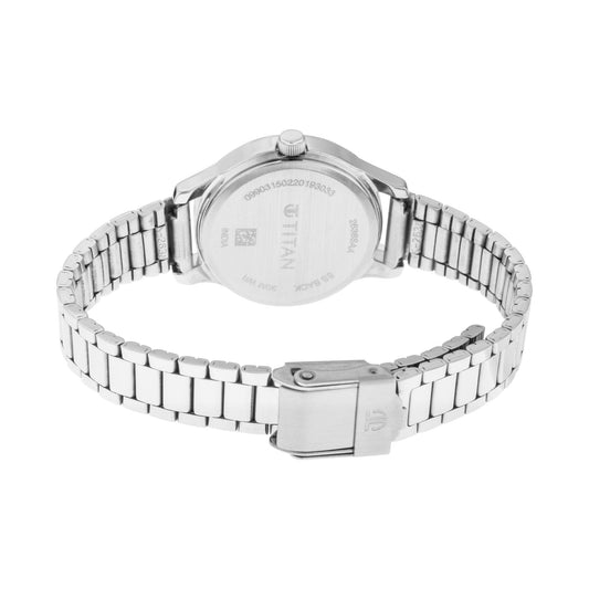 Titan Karishma Quartz Analog with Date Midnight Blue Dial Silver Metal Strap Watch for Women - NT2638SM01