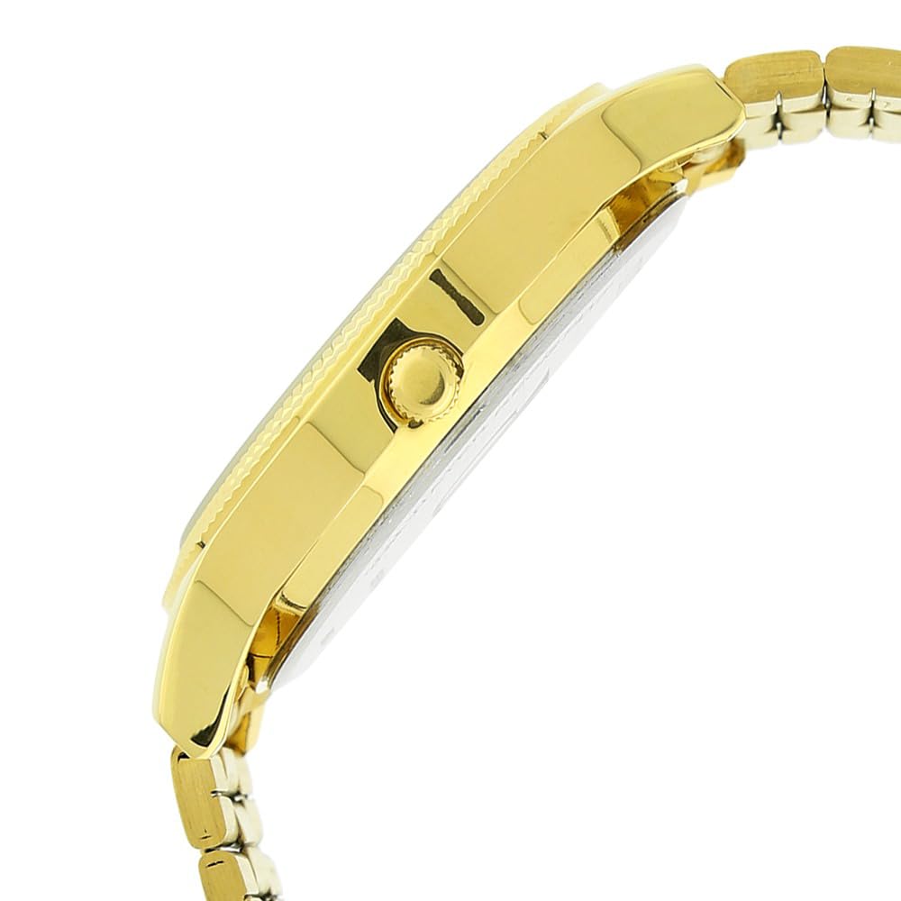 Titan Quartz Analog with Day and Date Golden Dial Stainless Steel Strap Watch for Men-NS1650YM04
