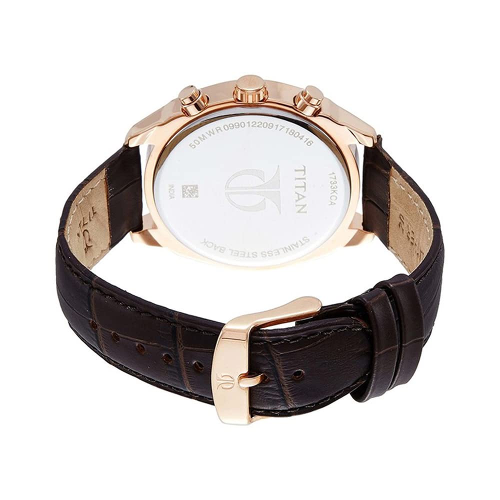 Titan Quartz Multifunction Blue Dial Leather Strap Watch for Men-NR1733KL03
