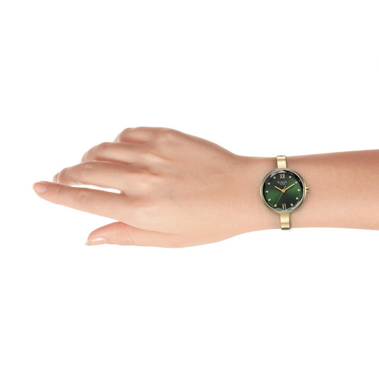 Titan Raga Showstopper Quartz Analog Green Dial Metal Strap Watch for Women-95271YM01/NT95271YM01