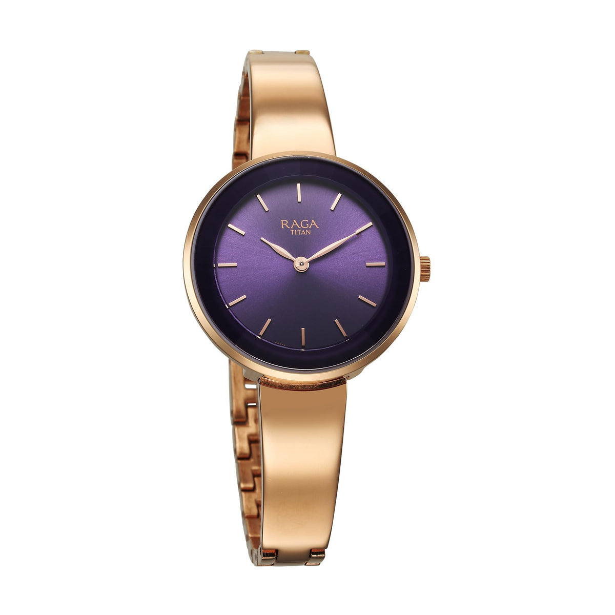 Titan Raga Showstopper Quartz Analog Purple Dial Metal Strap Watch for Women-95276WM01/NT95276WM01