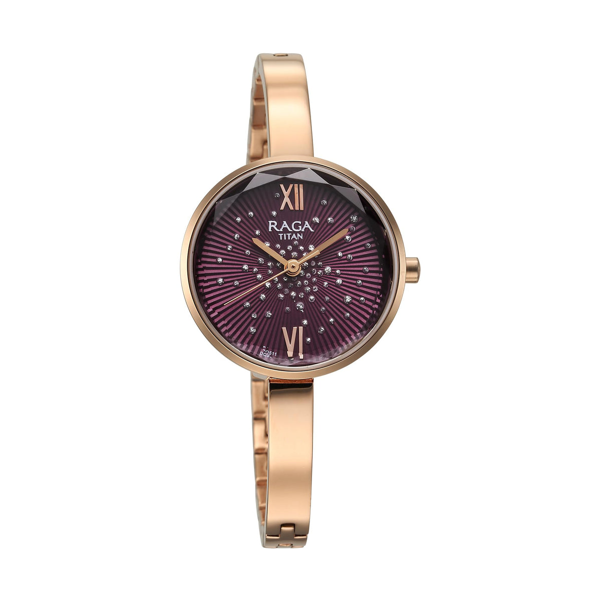 Titan Raga Showstopper Quartz Analog Purple Dial Metal Strap Watch for Women-NS95271WM01/NT95271WM01