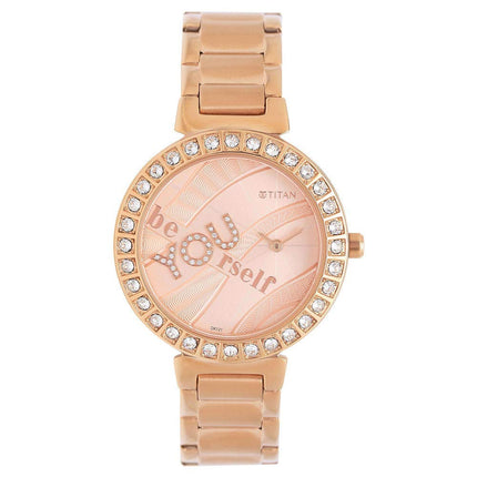 Titan Self Expression Analog Rose Gold Dial Women Watch with Stainless Steel Strap-NM95110WM01