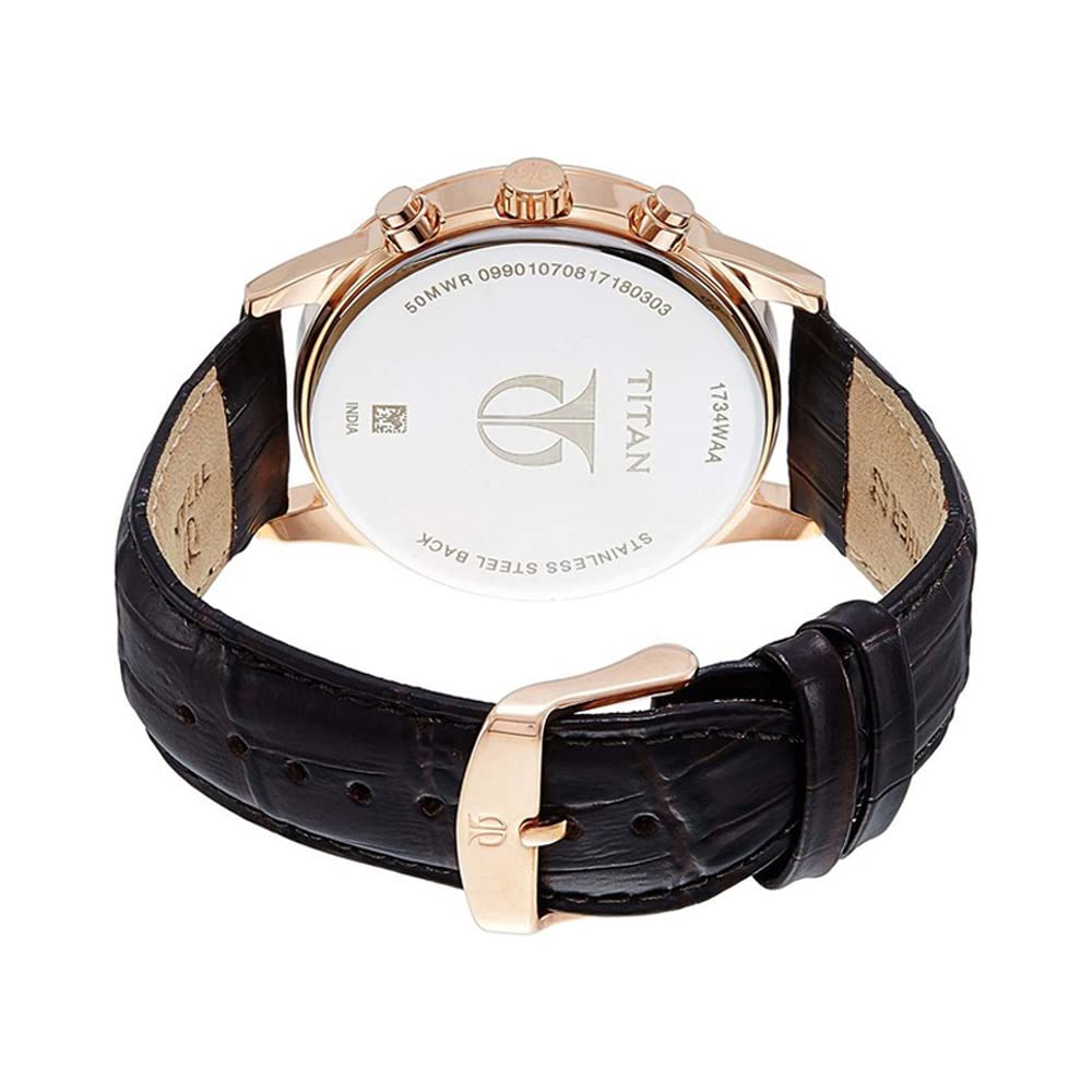 Titan Stainless Steel Neo Analog Silver Dial Men's Watch-Nl1734Wl01/Np1734Wl01, Band Color:Brown
