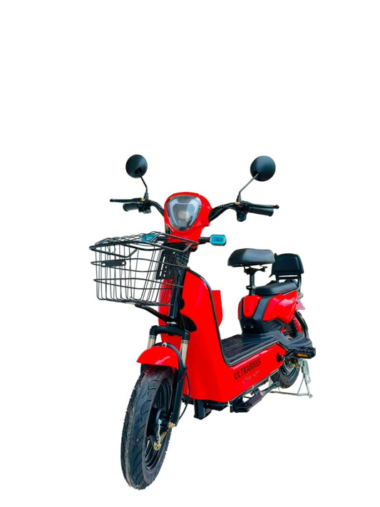 Ultrabikes City Ride | 48V 15AH Lithium Ion Battery | 550 watt Motor | 40 Top Speed | No DL Required | Digital Display | Turn Indicators | Anti Theft Alarm Installed | 2 Years Warranty (Red)