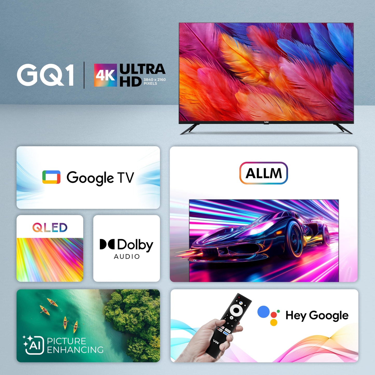 VW 190 cm (75 inches) GQ1 Pro Series 4K Ultra HD Smart QLED Google TV VW75GQ1