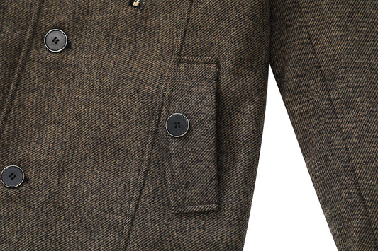 Wantdo Mens Wool Autumn Trench Coat Windproof Overcoat Coffee Large