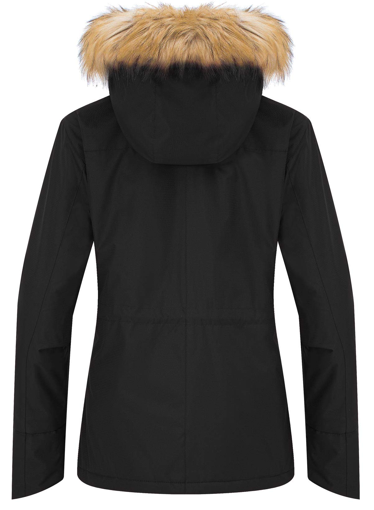 Wantdo Womens Waterproof Ski Jacket Hooded Winter Snow Coat Parka Black Large