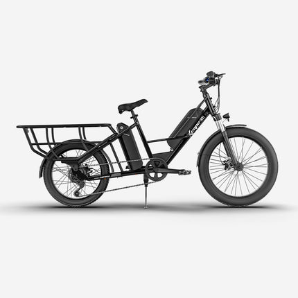 Xcape G1 Cargo Electric Cycle with Dual 48V 10.2Ah Removable Batteries | 250W Motor | Up to 100 km Range | Heavy-Duty Longtail Frame | Front Suspension | 90% Assembled | Powered by EMotorad (Black)