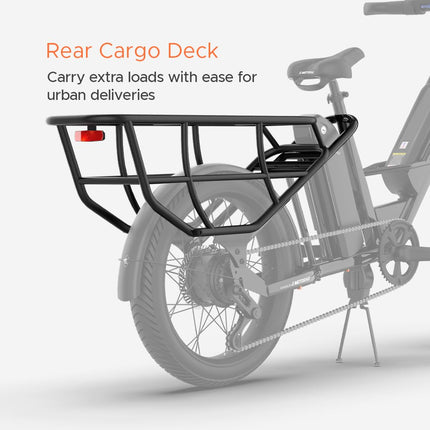 Xcape G1 Cargo Electric Cycle with Dual 48V 10.2Ah Removable Batteries | 250W Motor | Up to 100 km Range | Heavy-Duty Longtail Frame | Front Suspension | 90% Assembled | Powered by EMotorad (Black)