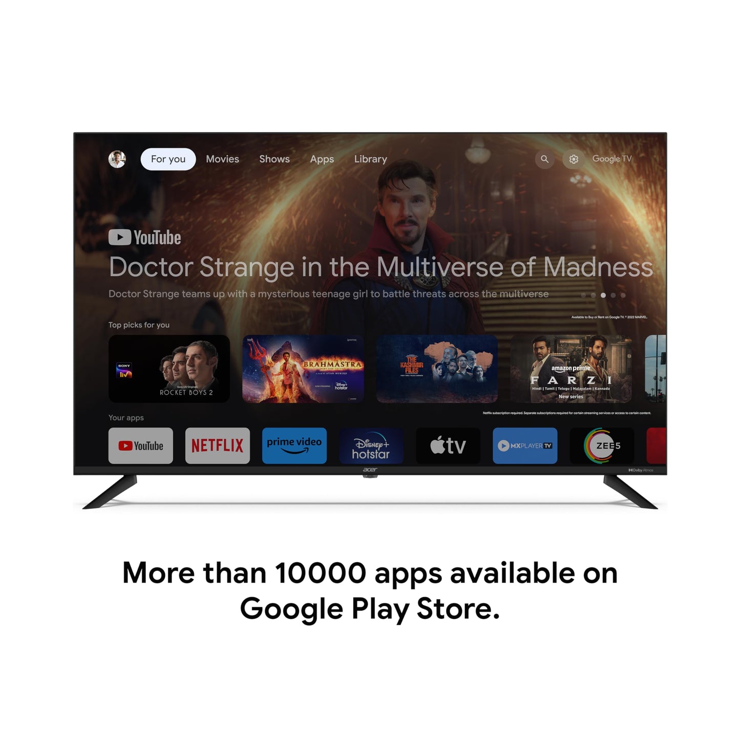 acer 139 cm (55 inches) G Series 4K Ultra HD Smart LED Google TV AR55GT2851UDFL (Black)