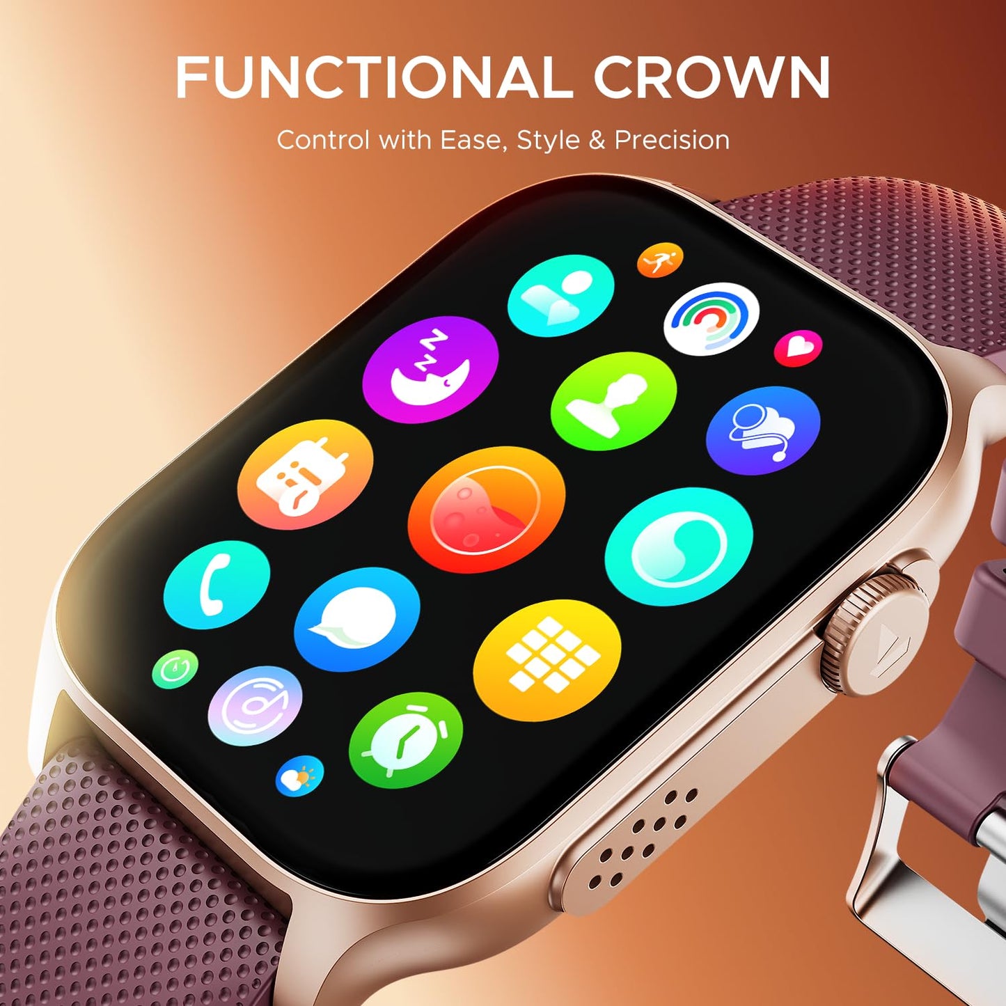 boAt New Launch Ultima Ember Smartwatch w/ 1.96" (4.97 cm) AMOLED Display, Personalized Fitness Nudges, Functional Crown, 100+ Sports Modes, Custom Watch Faces (Royal Berry), Burgundy