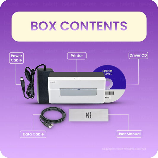 helett® H30C USB Direct Thermal 4×6 Shipping Label Printer(Barcode) Adjustable Label Size|203DPI Resolution|152mm/s Printing Speed Compatible with Windows,Mac,Linux Chrome OS|White(1Year Warranty)