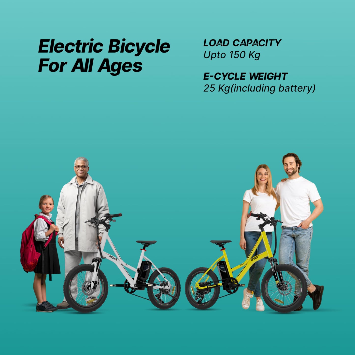 vaan Urbansport Electric Bicycle with Display, Benelli Hydroformed Alloy Frame and 5 Levels Pedal Assist for Easy Climb (White, E-Cycle Weight- 25kg)