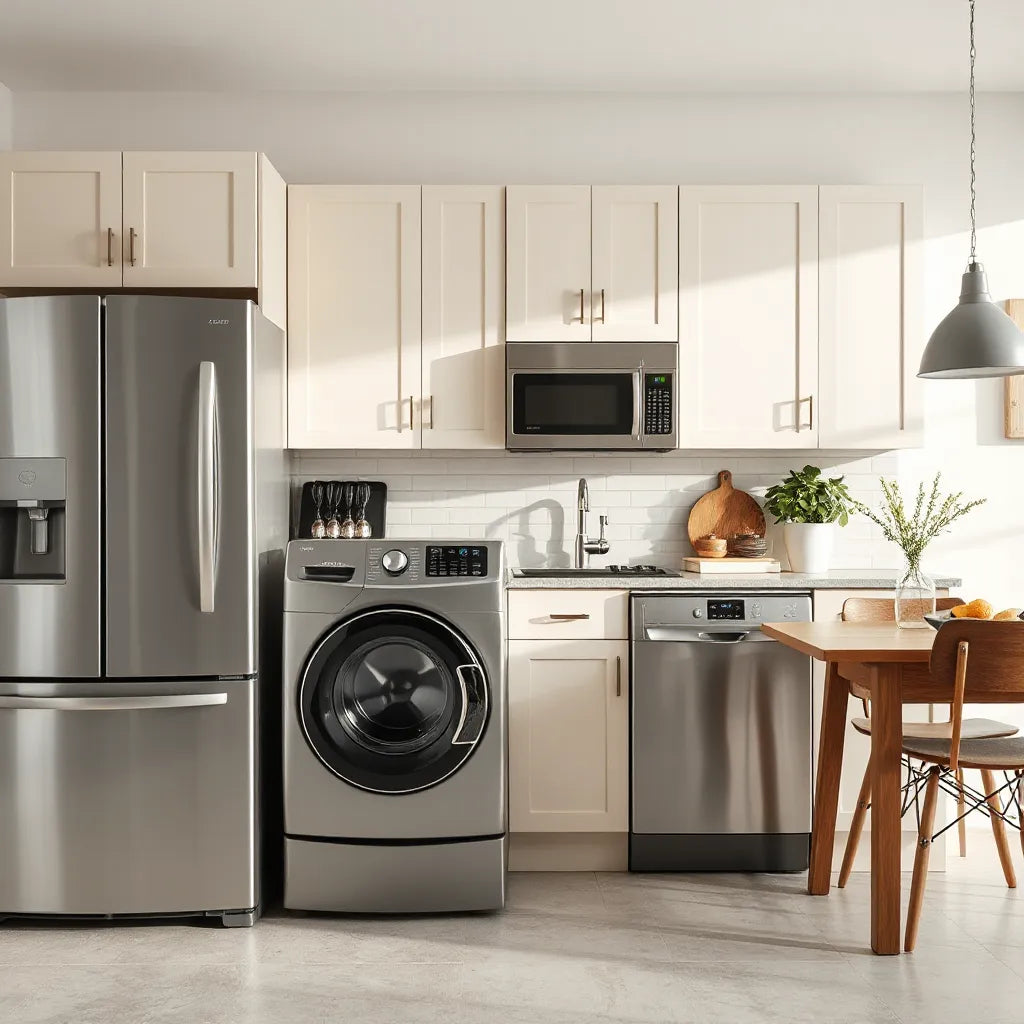 Spacious home kitchen and laundry area with modern large-capacity appliances for everyday family use