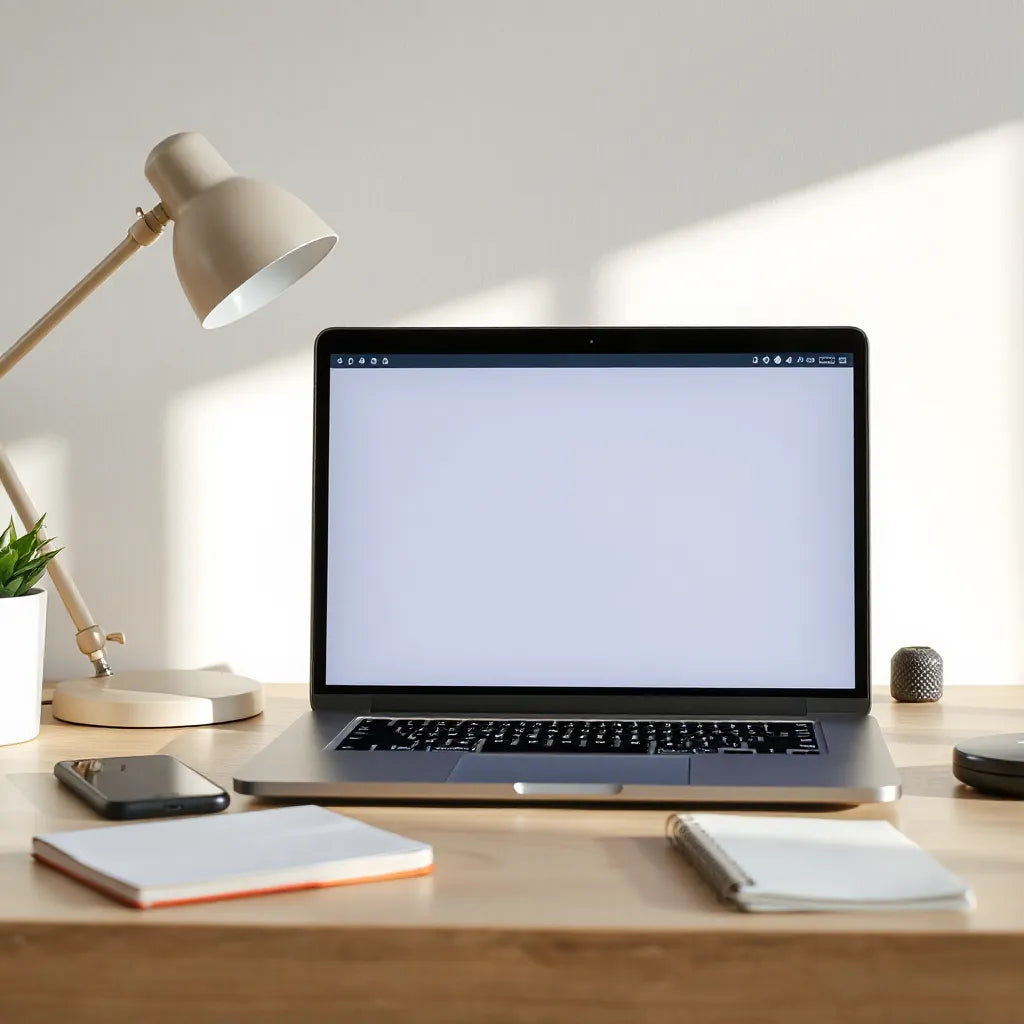 Minimal desk setup with a slim Chromebook laptop and smartphone for everyday web and work tasks.