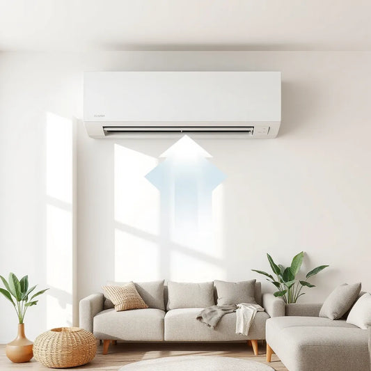 Modern air conditioner with a visible HD filter improving clean airflow indoors