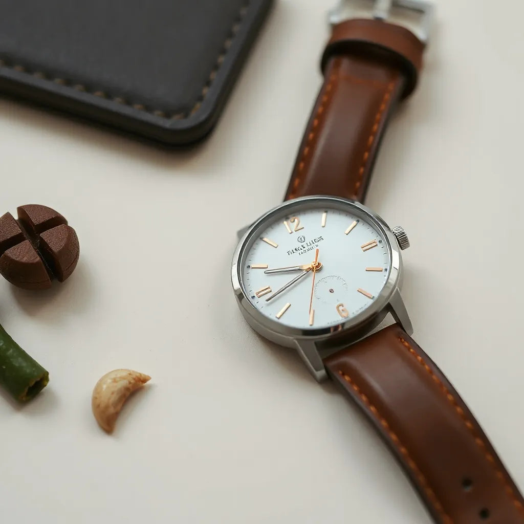 Everyday watch with a simple dial and comfortable band shown in soft natural light