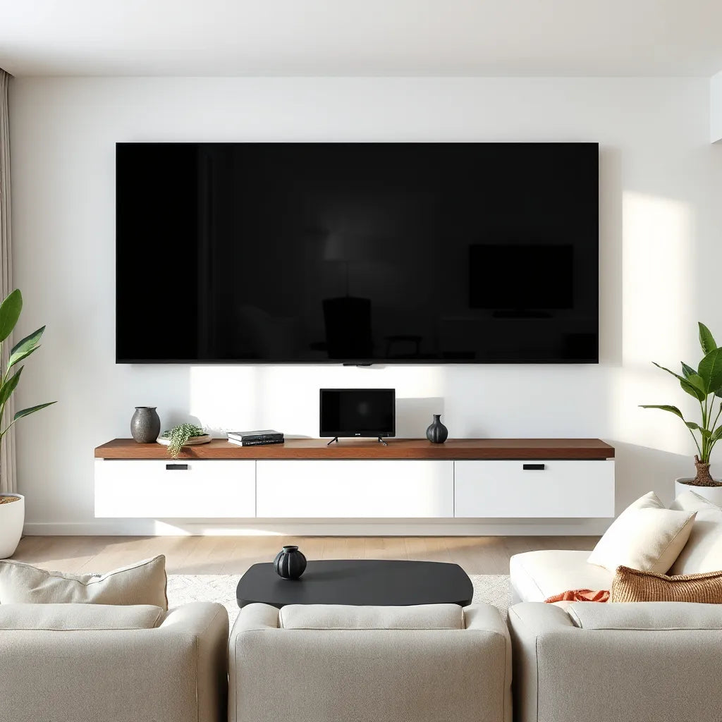 Wall-mounted large 4K TV in a modern living room representing budget 65 inch choices