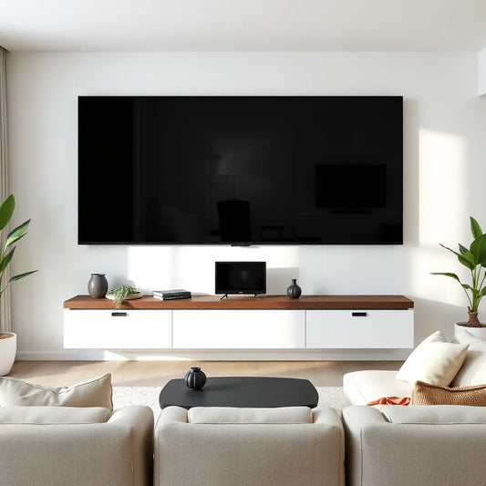 Wall-mounted large 4K TV in a modern living room representing budget 65 inch choices